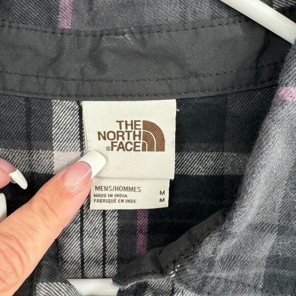 The North Face Plaid Button Down‎ Flannel Shirt Men's Size M Gray/Black/Purple - Picture 4 of 7